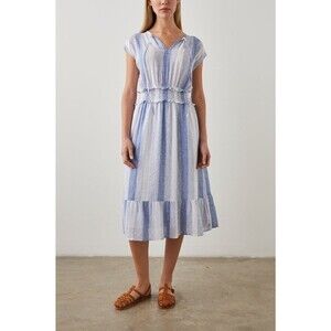 Rails Ashlyn Midi Dress Sz S Blue White Stripe‎ Flowy Feminine Ethereal Cottage